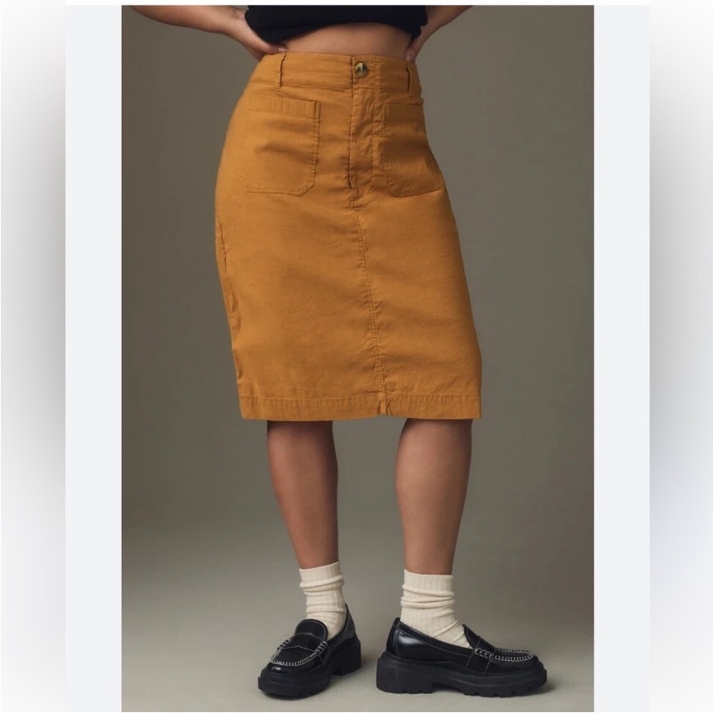 Maeve Anthropologie Colette Gold Yellow High Waisted Midi Pencil Skirt | S